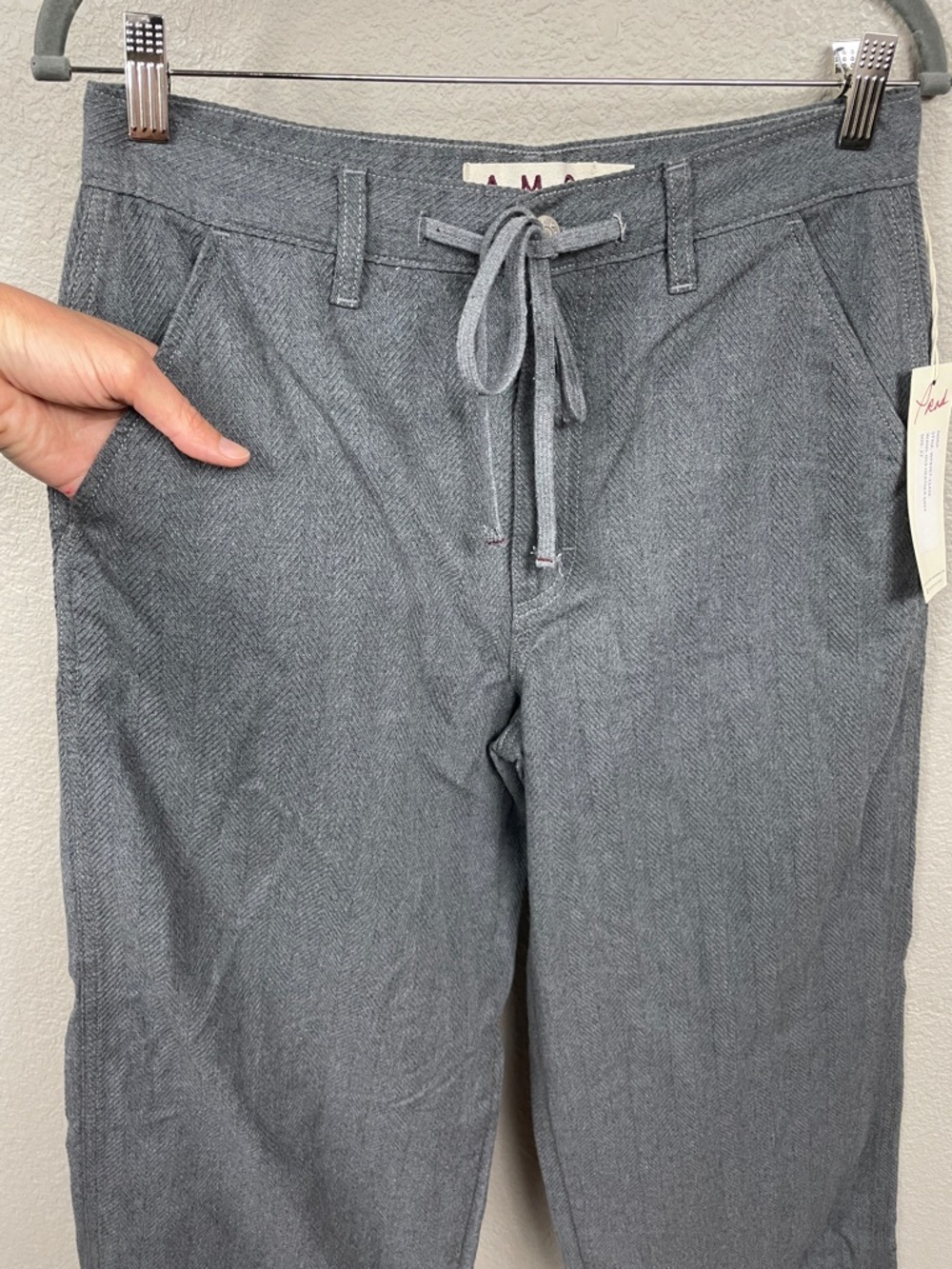 NWT Amo Nora Pant Heather Gray Drawstring Waist Sz 27 - Picture 7 of 15